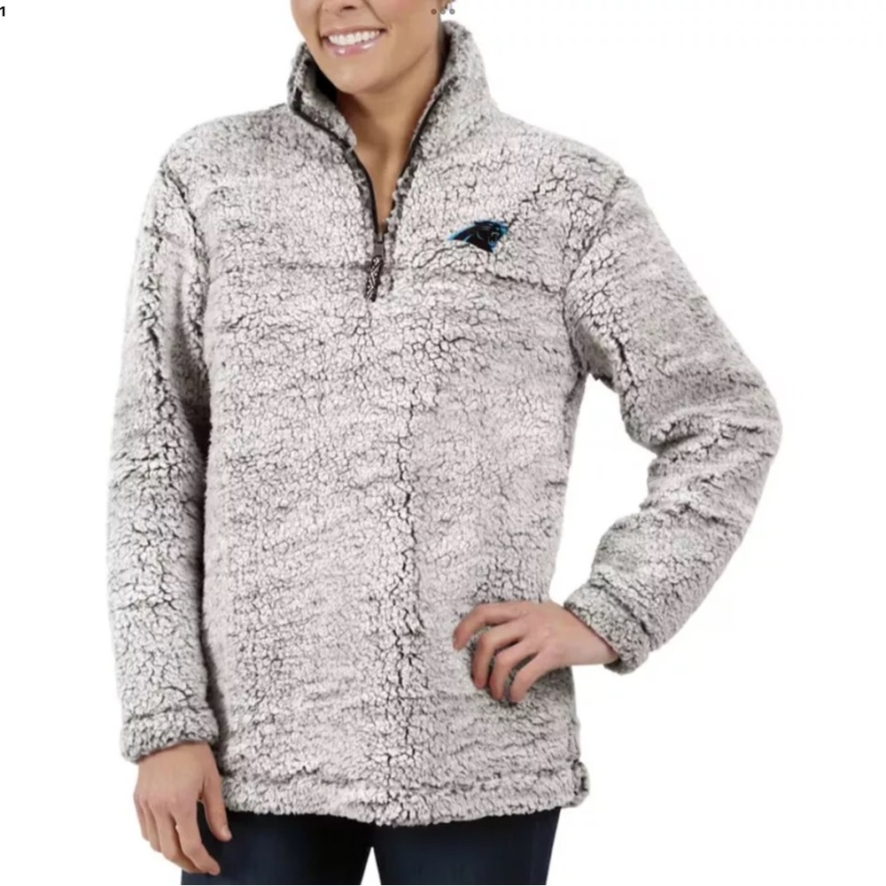 Carolina Panthers Womens Jacket Size Medium 1/4 Zip Sherpa Pullover GIII New